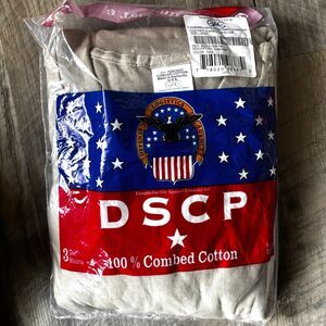 D S C P Military Grade 100% Combed Cotton Men LG. Crewneck Sand 3Pk. T-Shirts #T